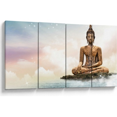 Obraz - Budha dozerajúci na zemi, štvordielne 160x80 cm