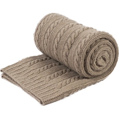 Wooline Pletená Merino deka Olivia kávově hnědá 130x170