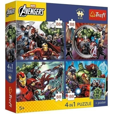 TREFL Premium Plus Kids Avengers Hrdinovia okolo nás 4x88 dielov