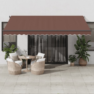 vidaXL Ručně zatahovací markýza s LED světly hnědá 450 x 350 cm
