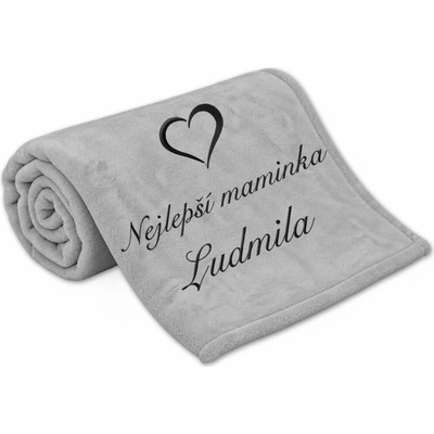Povlečení Plus Deka Nejlepší maminka se srdíčkem a jménem světle šedá 150x200