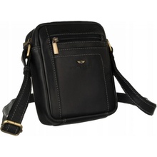 Pánska kožená crossbody taška čierna GT237