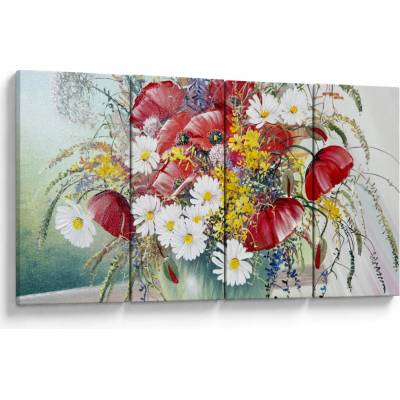 Obraz vázy s divokými kvetmi, štvordielne 160x80 cm