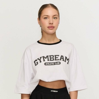 GymBeam Dámské tričko Oversized Varsity White bílá