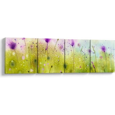 Obraz - Lúčne kvety, štvordielne 160x40 cm