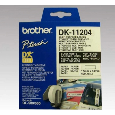 Brother DK-11204 predrezané samolepiace štítky 400ks/rola 17 mm x 54 mm biela DK11204