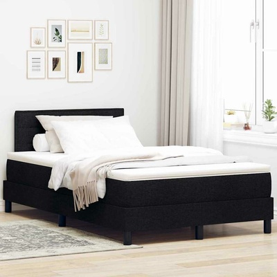 Postel s boxspringem s čelo Černý 120 x 190 cm textil