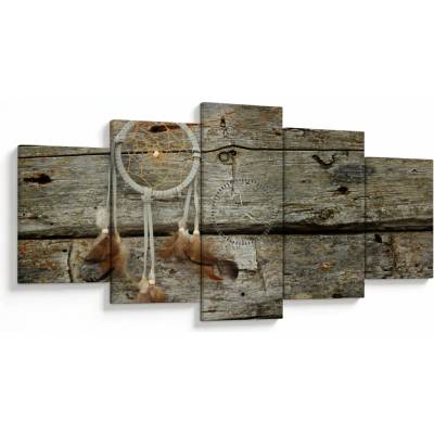 Obraz - Lapač snov (s hodinami), päťdielne 150x80 cm s hodinami
