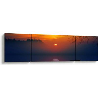 Obraz mostu při západu slunce, třídílný 170x50 cm