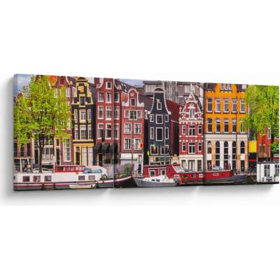 Obraz - Amsterdam, tanečné domy, trojdielne 150x50 cm