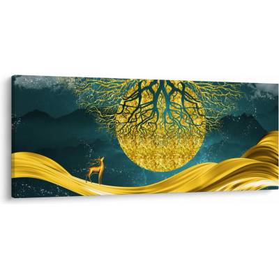 Obraz - Abstrakcia, Zlatá krajina, jednodielne 120x50 cm