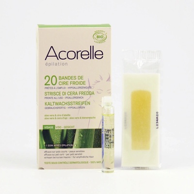 Acorelle depilační proužky Bio na obličej 20 ks