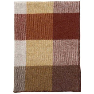 Klippan Švédsko Vlněný pléd Block rust Rezavá 130x180