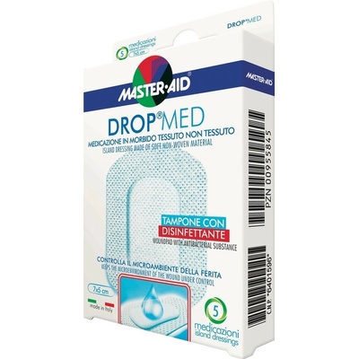 DROP MED Rýchloobväz sterilný antiseptický 7x5 cm 5 ks