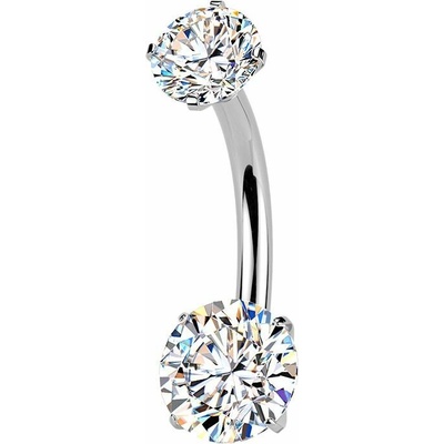 Šperky4U Luxusní piercing do pupíku s Moissanity 1.50ct, TITAN TM040