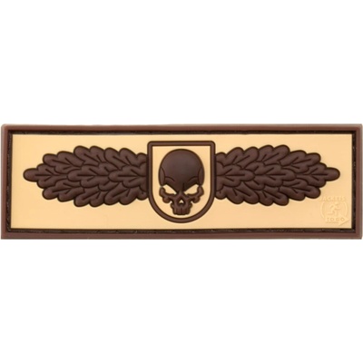 Gumová nášivka Jackets to Go SOF Skull Badge - béžová-hnedá