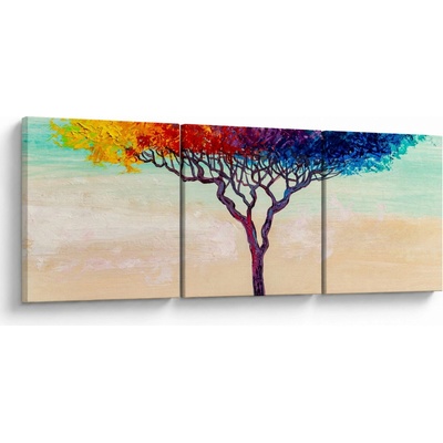 Obraz malovaného stromu, třídílný 90x30 cm