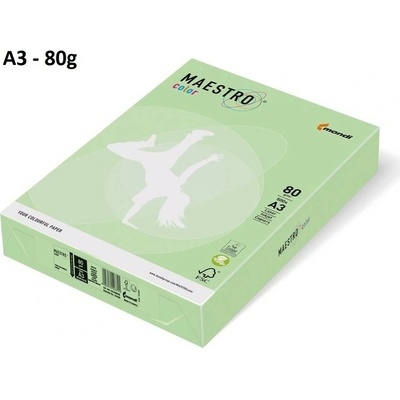 Maestro Color A3 80 g barevný papír pastelový zelený 500 listů