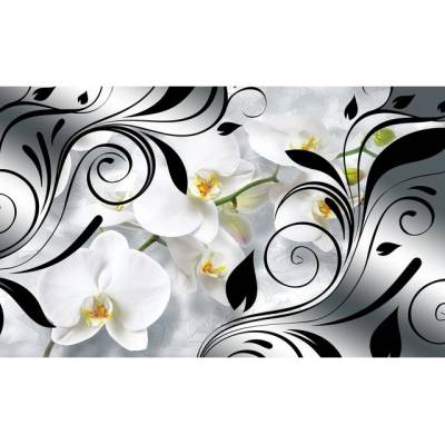 Preinterier FT3622 Fototapeta na stenu Biele kvety na čiernobielom pozadí vlies 104cm x 70cm