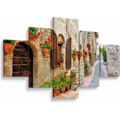 Obraz - Malebná Italská ulička, pětidílný 125x70 cm