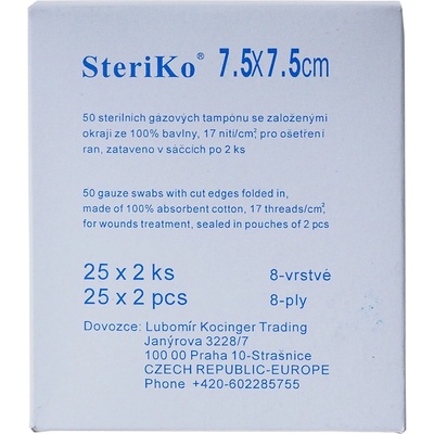Steriko gáza kompresní sterilní 7,5 x 7,5 /25 x 2 8vr – Hledejceny.cz