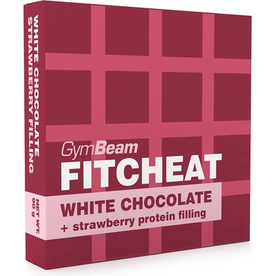 Gymbeam Fitcheat Protein Chocolate Bar biela čokoláda s jahodou 90 g
