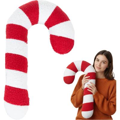 Ruhhy 27032 Vianočný dekoračný vankúš v tvare palice červený a biely 42 x 25