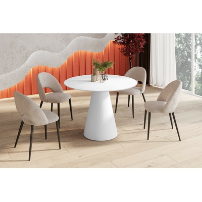 Hubertus design Okrúhly PINETO biela lesk