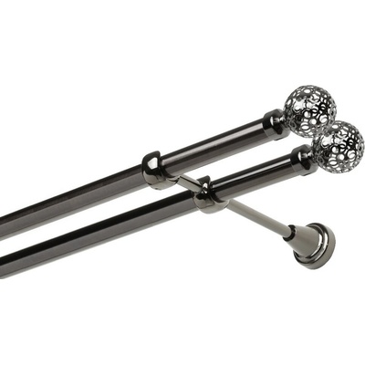 OK-GarnýžeCZ - Garnýž kovová dvouřadá 19mm Koule retro double onyx 190 cm do stěny / na tunýlek - bez kroužků