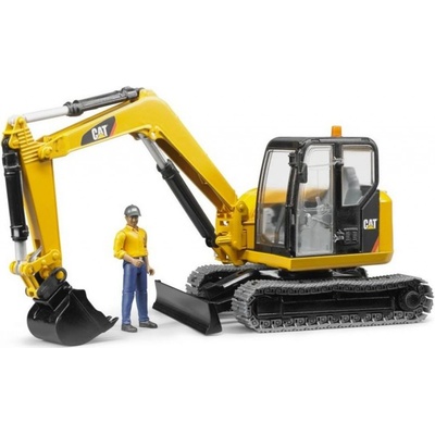 Bruder 02466 Minibager CAT s figúrkou stavebného robotníka 1:16