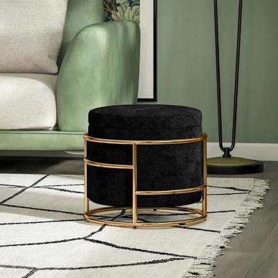 HOMCOM Taburet s úložným prostorem 42 x 42 x 39 cm | černý
