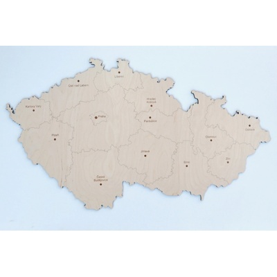 MAJADESIGN Nástěnná dřevěná MAPA ČESKÉ REPUBLIKY Rozměr mapy: šířka 150 cm x výška 86 cm