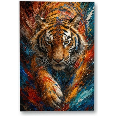 Plakát – Tygr v dynamických barevných tazích 90 × 135 cm Bez rámu Ne Bez rámu