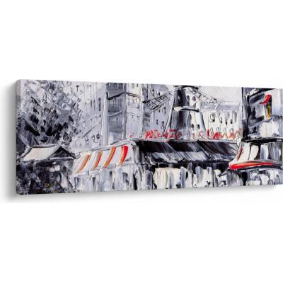 Obraz - Ulice v Paříži, olejomalba, jednodílný 145x58 cm
