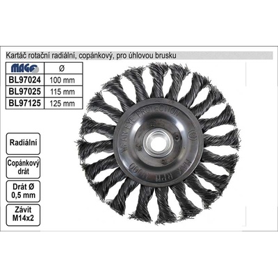 MAGG Kartáč okružní 125, copánkový S 0,50, závit M14x2