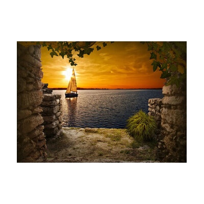 Diamantový obrázek - plachetnice při západu slunce 30 x 40 cm