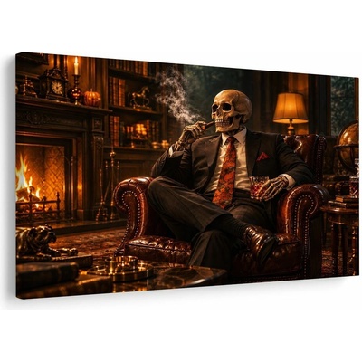 Dovido Obraz kostlivec v křesle s doutníkem - 120x80