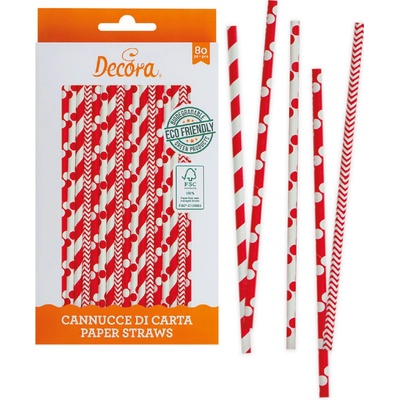 Decora Slamky červenobiele mix 80 ks