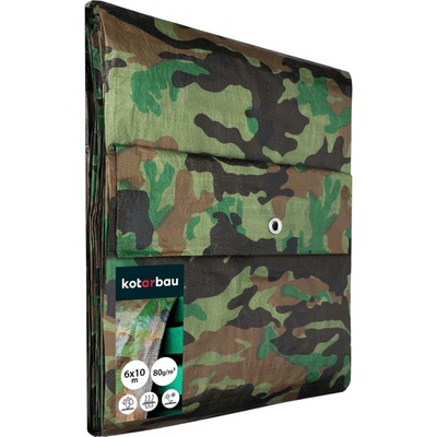 Tarpaulin plachta Khaki 4x6 m, 80 g/m, zakrývacia, oliva/kamufláž