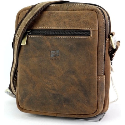 Nordee Dvouoddílová hnědá pánská kožená Crossbody taška no. GM06