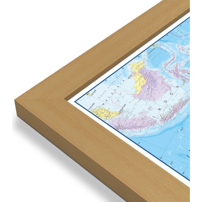 Maps International Austrálie a Oceánie - nástěnná politická mapa 120 x 100 cm Varianta: mapa v dřevěném rámu, Provedení: Pegi jádro ořechu