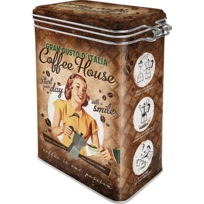 Nostalgic Art Plechová konzerva s klipom Plechová konzerva s klipom Coffee House, 1,3 l