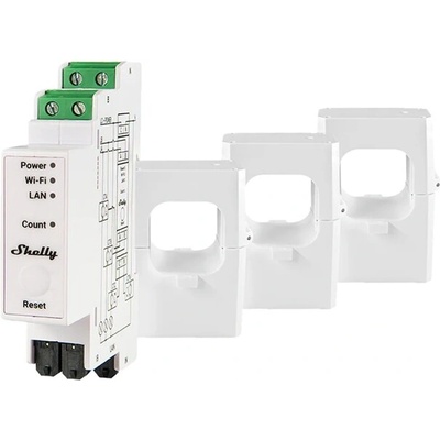 Shelly Pro 3EM 120 A, merač spotreby vr. 3 svoriek 120A, WiFi, LAN