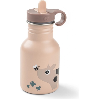 Done by Deer Dětská nerezová láhev Tiny Farm 350 ml Růžová