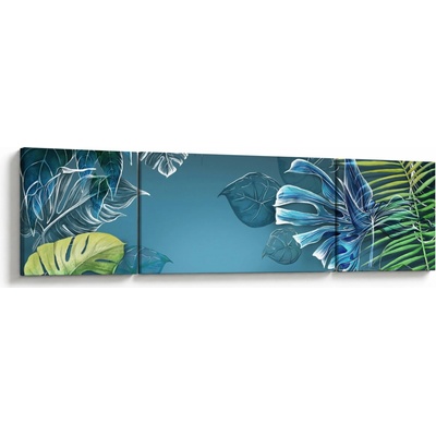 Obraz - Listy tropických rastlín, trojdielne 170x50 cm