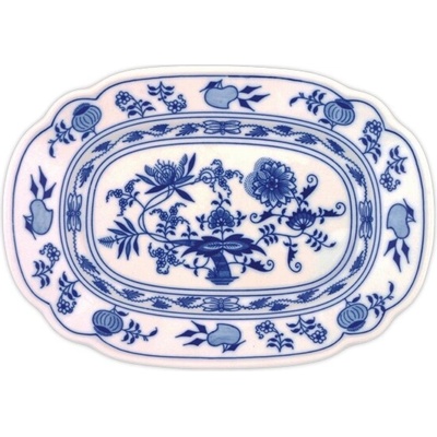 Český porcelán Dubí Mísa plochá hranatá cibulák 28 cm