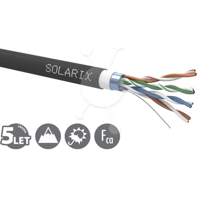 Solarix SXKD-5E-FTP-PVC+PE venkovní FTP, Cat5E, drát, PVC+PE, dvojitý plášť, cívka, 305m