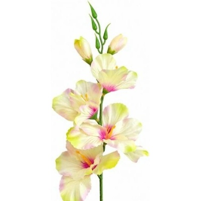 Umelá gladiola saténová krémovo zelená 54 cm