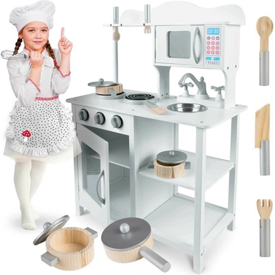 Ricokids Dětská kuchyňka Dřevěná kuchyňka pro děti 60 x 30 x 85 cm