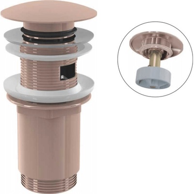 Alcadrain výpust umyvadlová CLICK/CLACK G 5/4" s přepadem, velká zátka, kov, RED GOLD-lesk | A392-RG-P